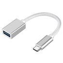 NÖRDIC USB3.2 Gen1 5Gbps USB-A OTG till USB-C adapter aluminium 50cm silver OTG till USB-C Kabel
