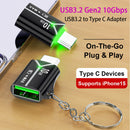 NÖRDIC USB-A OTG female to USB C male adapter USB 3.2 Gen 2 10Gbps, Silver