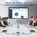 NÖRDIC USB-C 2 to 1 Switch & 1 to 2 Splitter, 8K/60Hz 4K/144Hz 100WPD 10Gbps Data+Video+PD