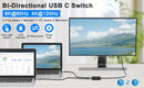 NÖRDIC USB-C 2 to 1 Switch & 1 to 2 Splitter, 8K/60Hz 4K/144Hz 100WPD 10Gbps Data+Video+PD