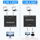 NÖRDIC USB-C 2 to 1 Switch & 1 to 2 Splitter, 8K/60Hz 4K/144Hz 100WPD 10Gbps Data+Video+PD