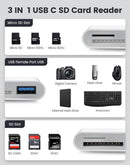 NÖRDIC USB-C Card Reader 2 Slot SD, MicroSD, 1xUSB-A 3.0 UHS-I