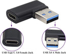 NÖRDIC USB-C female to USB-A male angled adapter 90 degrees
