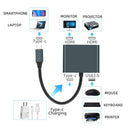 NÖRDIC USB-C to 2xHDMI adapter 4K30Hz 1xUSB-C 60W PD 1xUSB-A 3.1 5Gbps MST