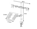NÖRDIC monitor stand for 2 screens and 1 laptop Notebook, Monitor up to 27 inches, Notebook up to 17 inches