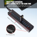 NÖRDIC powered 14-port USB 3.0 HUB 5Gbps 1.2mm cable aluminum black with power supply