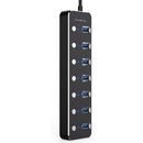 NÖRDIC powered 7-port USB-C 3.0 HUB with individual switch 5Gbps 25cm cable aluminum black with power supply