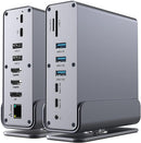15-in-1 USB-C Docking Station 4K@30Hz HDMI and DisplayPort, 3xUSB 3.0, 2xUSB 2.0, PD 100W charging, 1000Mbps RJ45 Ethernet for Windows and macOS