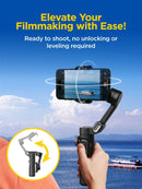 3-Axis Handheld Phone Stabilizer Gimbal Foldable for iPhone and Android Focus Wheel with Face/Object Tracking