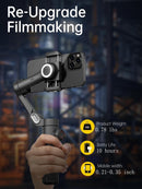 3-Axis Handheld Phone Stabilizer Gimbal Foldable for iPhone and Android Focus Wheel with Face/Object Tracking
