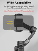 3-Axis Handheld Phone Stabilizer Gimbal Foldable for iPhone and Android Focus Wheel with Face/Object Tracking