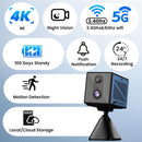 4K Surveillance Camera 5GHz WiFi Mini Camera, Night Vision, Motion Sensor, Long Battery Life, Remote Viewing