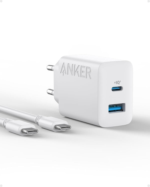 ANKER USB-C Charger 2 ports 1xUSB-C 1xUSB-A 20W Fast Charging with 150cm USB cable