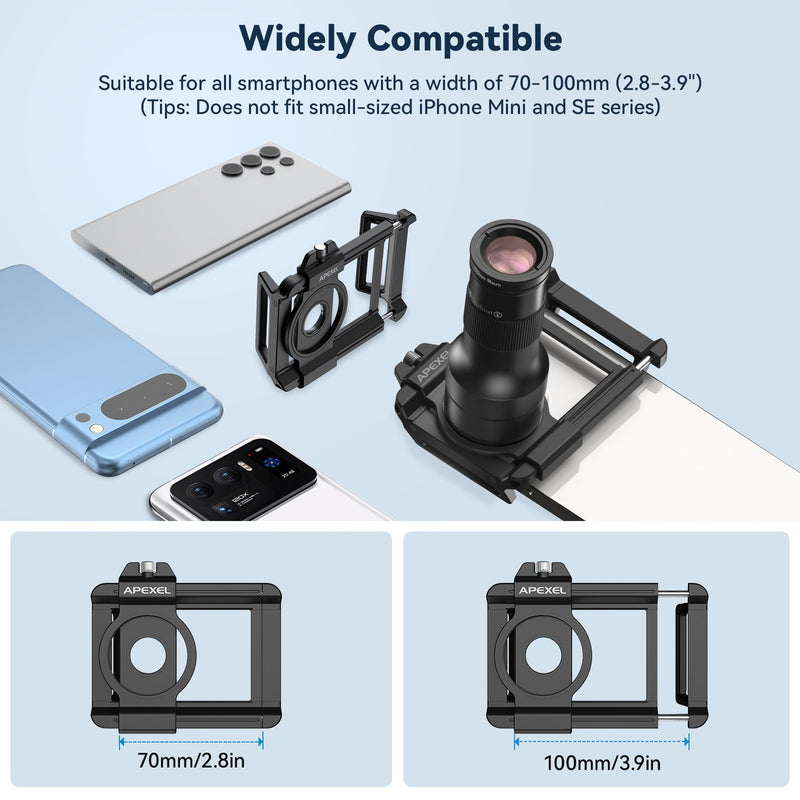 APEXEL 2-in-1 HD 6X Fixed Focus Telephoto Lens with 150mm Macro Lens with Universal Clip, Professional Phone Lens Kit
