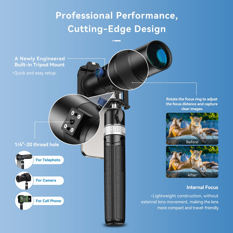 APEXEL 30x Super Telephoto Lens, 720 mm Focal Length Telephoto Lens for Smartphone, Professional