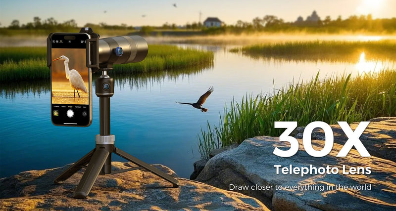 APEXEL 30x Super Telephoto Lens, 720 mm Focal Length Telephoto Lens for Smartphone, Professional