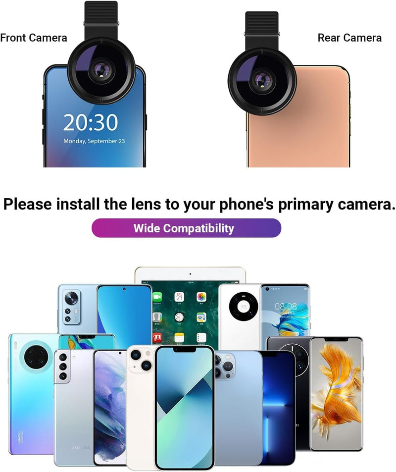 APEXEL Cell Phone Camera Lens, 2 in 1 Lens Kit, 12.5X Macro Lens and 0.45X Wide Angle Lens