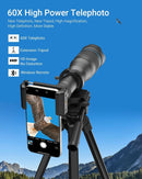 APEXEL Powerful 60X Telephoto Lens for iPhone Phone Camera Lens and Tripod for Moongazing / Playing Games