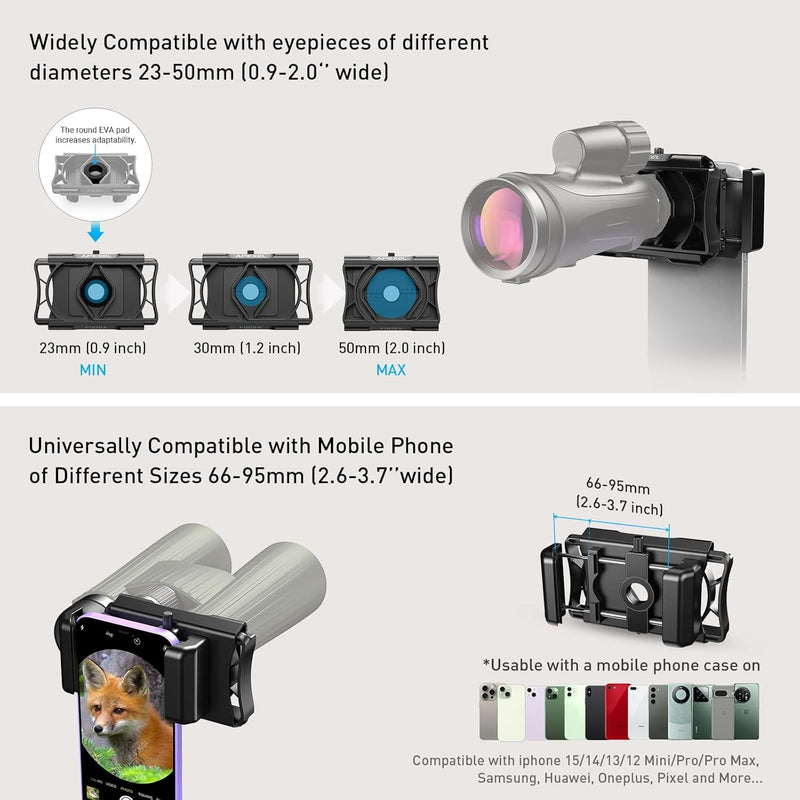 APEXEL Universal Mobile Phone Microscope Adapter with Remote Shutter Release 360° Rotation