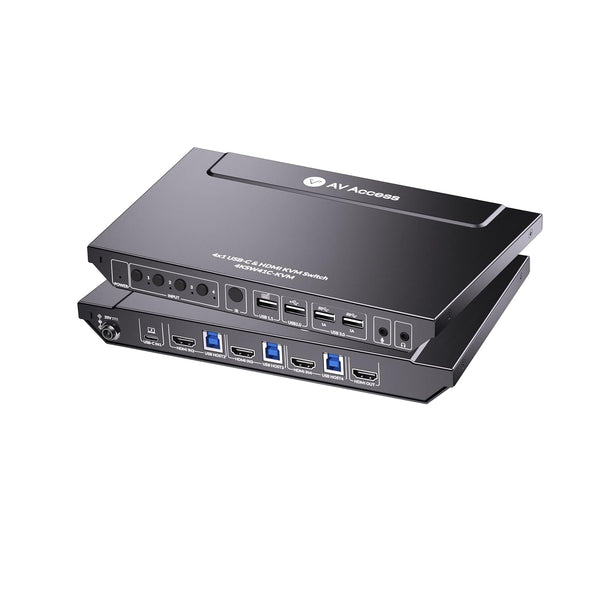 AV Access 4K USB-C & HDMI KVM Switch 4 PCs 1 Monitor, 60W Charging for Laptop