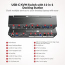 AV Access KD-E10 Docking Station & KVM Switch for 2 Computers to 2 Monitors HDMI 4K60Hz, 100W PD, 3 x USB, 1G Ethernet, SD, 3.5 mm AUX Audio EDID