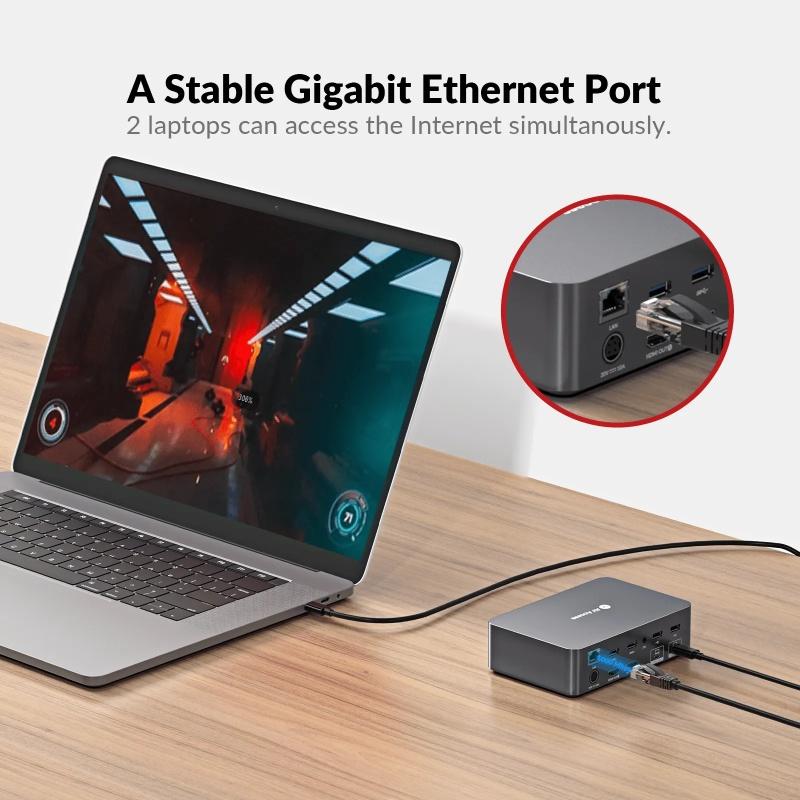 AV Access Docking Station and KVM Switch 2 to 2 USB-C to HDMI, 4K60Hz, 6x USB-A, 1x USB-C PD 100W, 1x 3.5mm AUX, 1x SD card reader, 2x60W PD