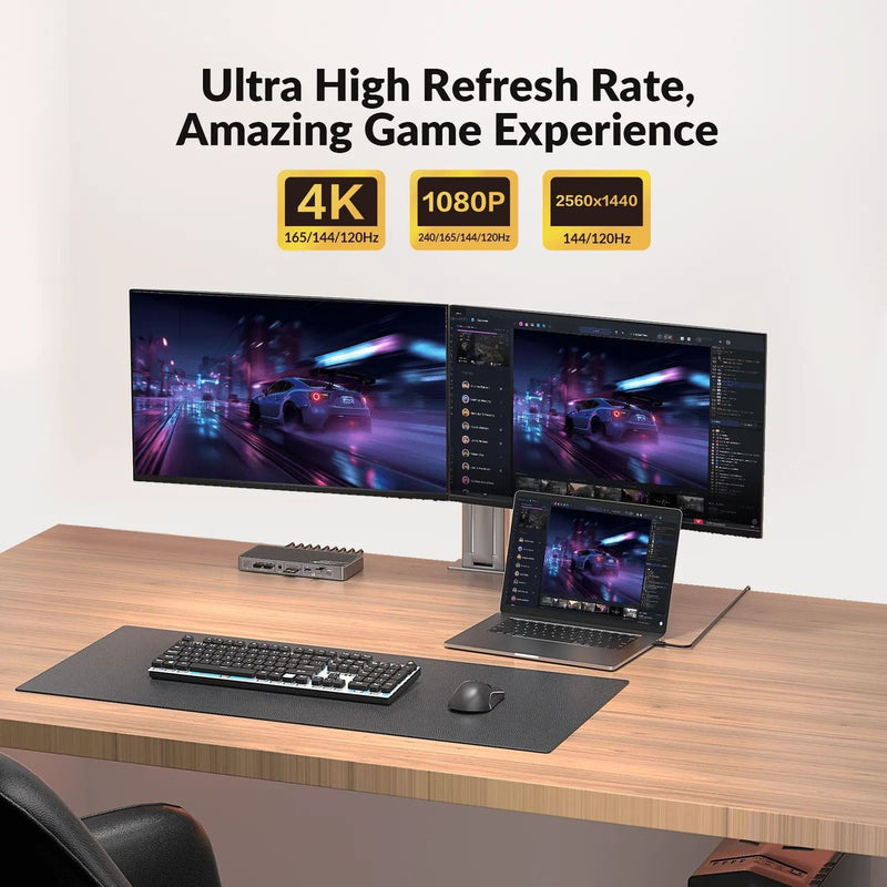 AV Access iDock B10 USB-C KVM Switch Docking Station 2 to 2 for 1 Laptop & 1 Desktop, 8K@60Hz Dual Monitor, 100W Charging, USB 3.2, 1G Ethernet