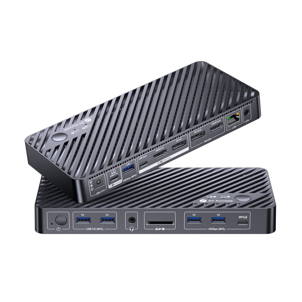 AV Access iDock B10 USB-C KVM Switch Docking Station 2 to 2 for 1 Laptop & 1 Desktop, 8K@60Hz Dual Monitor, 100W Charging, USB 3.2, 1G Ethernet