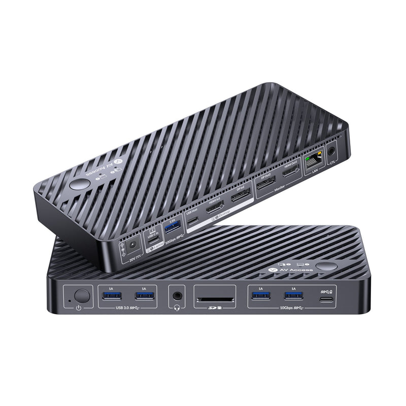 AV Access iDock B10 USB-C KVM Switch Docking Station 2 to 2 for 1 Laptop & 1 Desktop, 8K@60Hz Dual Monitor, 100W Charging, USB 3.2, 1G Ethernet