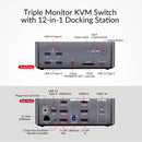AV Access iDock B23 8K KVM Switch Docking Station 2 to 3, Desktop + Laptop to Three Monitors, (100W PD), 12-in-1, 8K@60Hz/4K@165Hz/1440P@240Hz