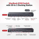 AV Access iDock M10 USB-C KVM-Switch Docking Station 2 to 2 for MacBook, Dual 4K HDMI Monitors, 1x Laptop + 1x PC, 100W Charging