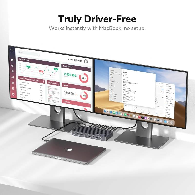 AV Access iDock M10 USB-C KVM-Switch Docking Station 2 to 2 for MacBook, Dual 4K HDMI Monitors, 1x Laptop + 1x PC, 100W Charging