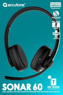 Accutone Sonar 60 Dual Bluetooth & USB Wired Headset with Noise Cancelling Mic, Long Battery Life for PC/Mac & Phones
