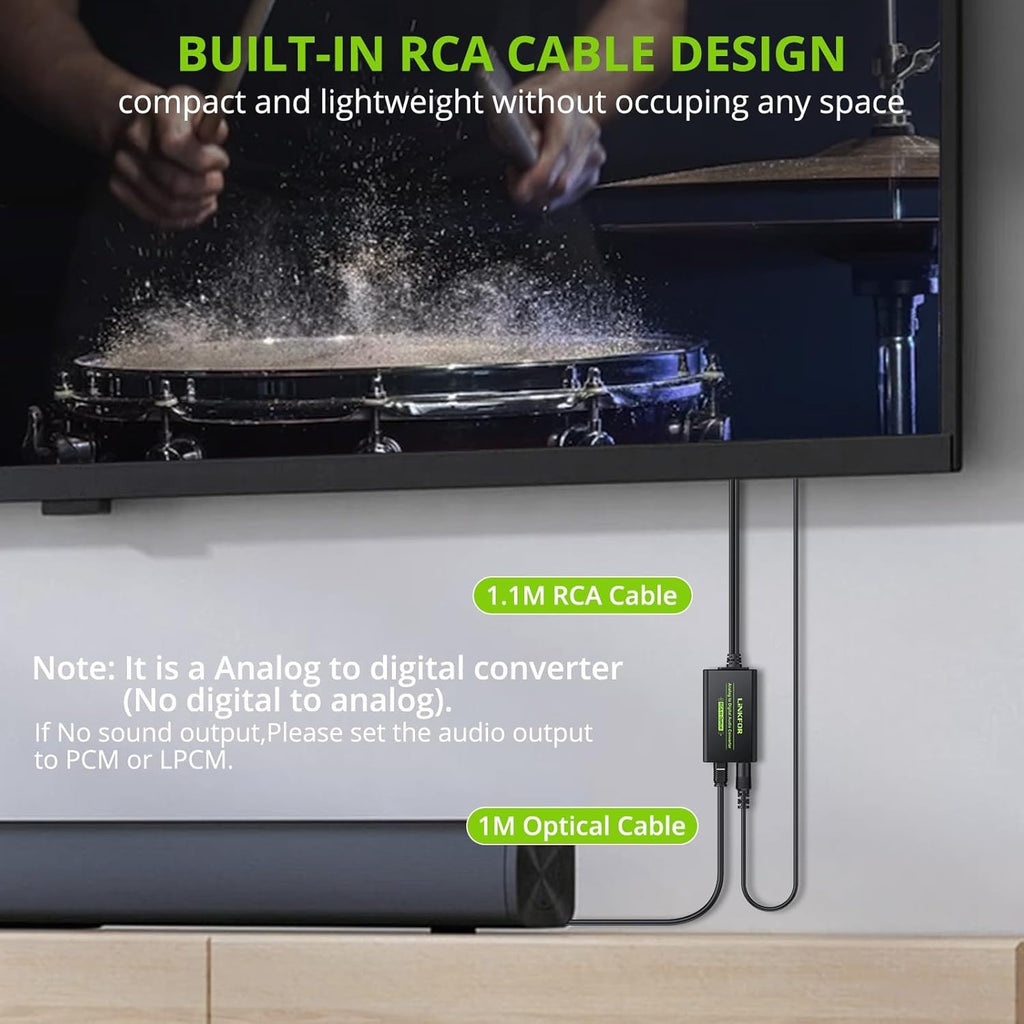 NÖRDIC Analog to Digital Audio Converter RCA to Digital Toslink SPDIF ...