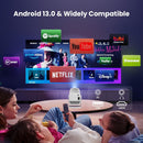 NÖRDIC Smart Projector Android 13.0, Native 1080P, Auto Keystone, 300ANSI 4K HDR Support, Rotatable Design WiFi 6 & BT, Screen Mirroring, ARC