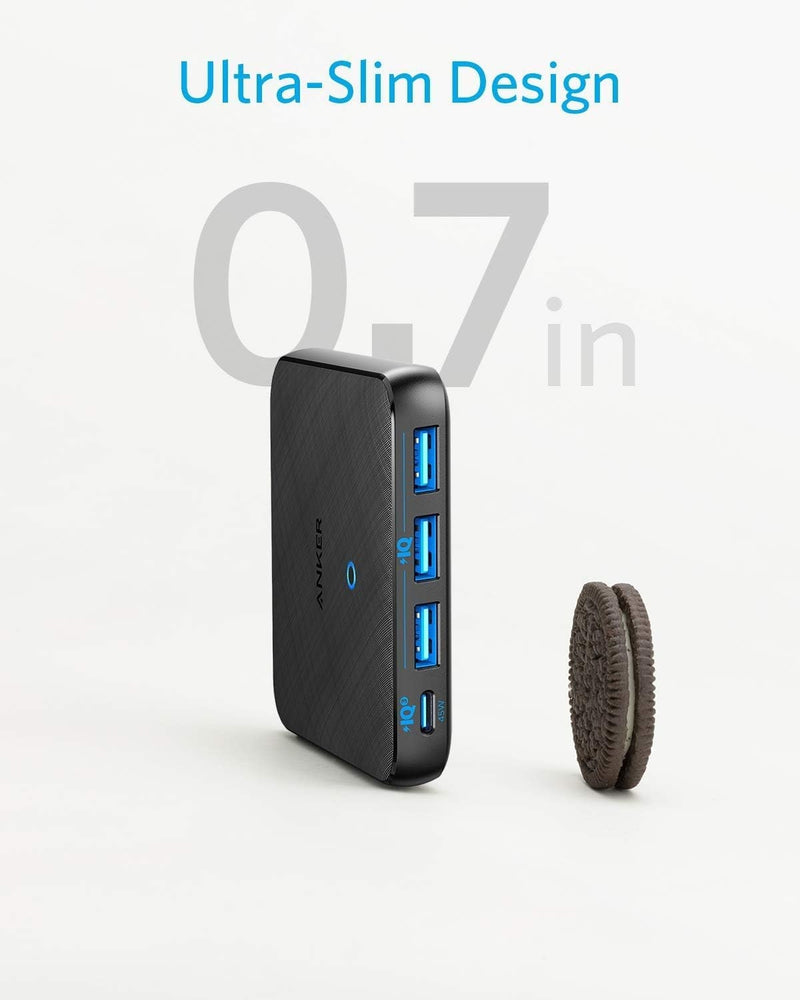 Anker PowerPort Atom III Slim GaN Wall Charger, 3XUSB-A 1XUSB-C Ports 65W Max, 4-Port, PIQ 3.0, for Laptops, tablets and smartphones