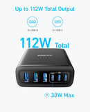 Anker USB-C and USB-A Charger, 112W Max 6-Port Charging Station