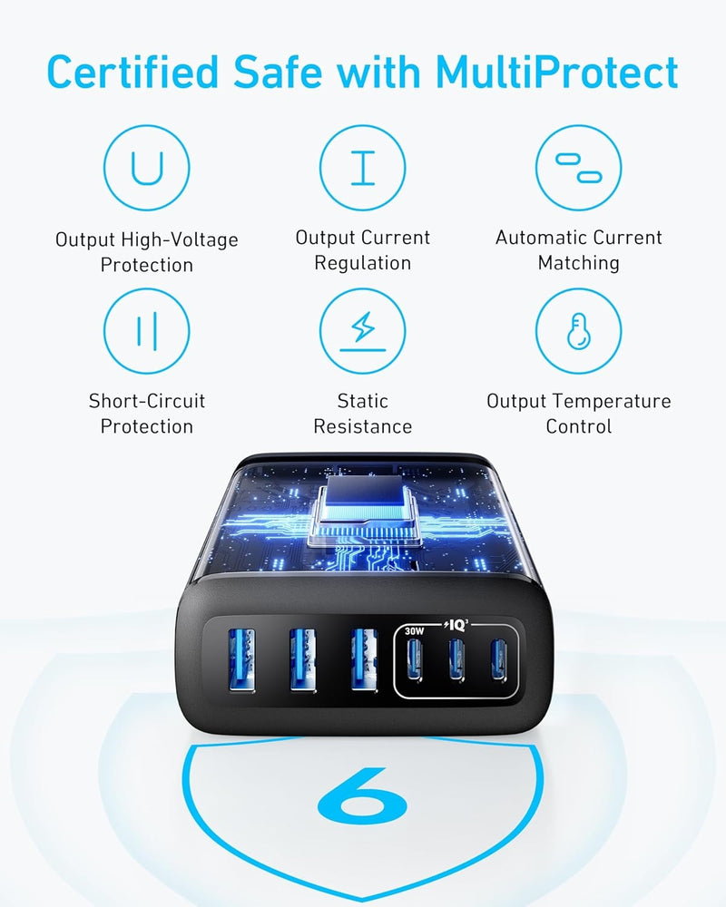 Anker USB-C and USB-A Charger, 112W Max 6-Port Charging Station