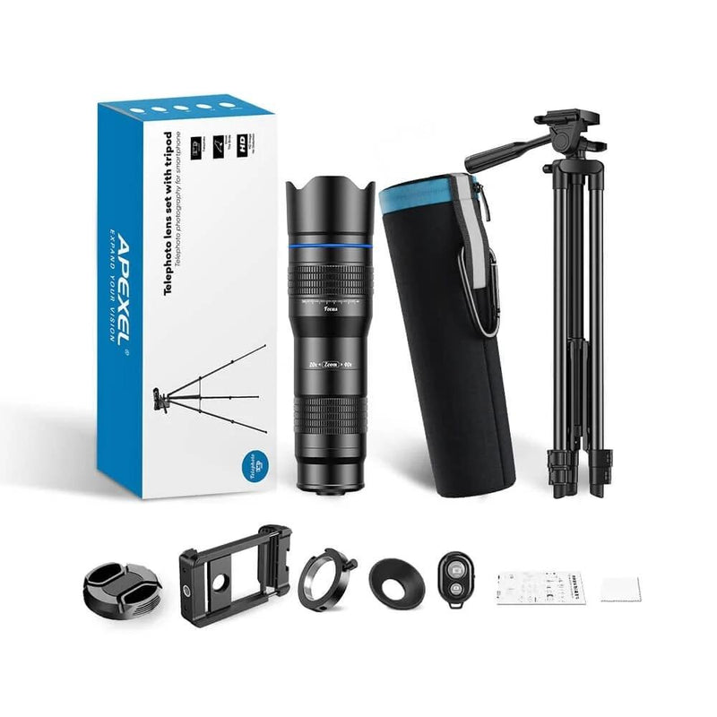 Apexel HD 20-40X Zoom Lens, Telephoto Mobile Phone Zoom Lens with Stand