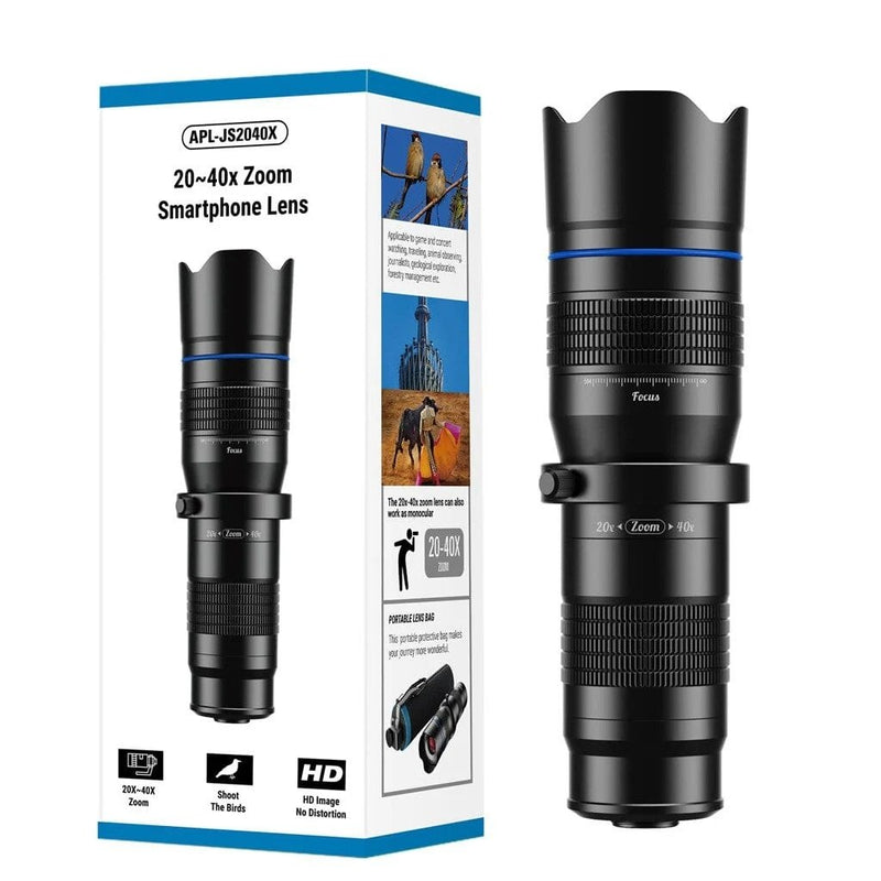 Apexel HD 20-40X Zoom Lens, Telephoto Mobile Phone Zoom Lens with Stand
