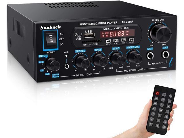Bluetooth 5.0 stereo amplifier 60 + 60W RMS amplifier 2 microphone input digital audio karaoke
