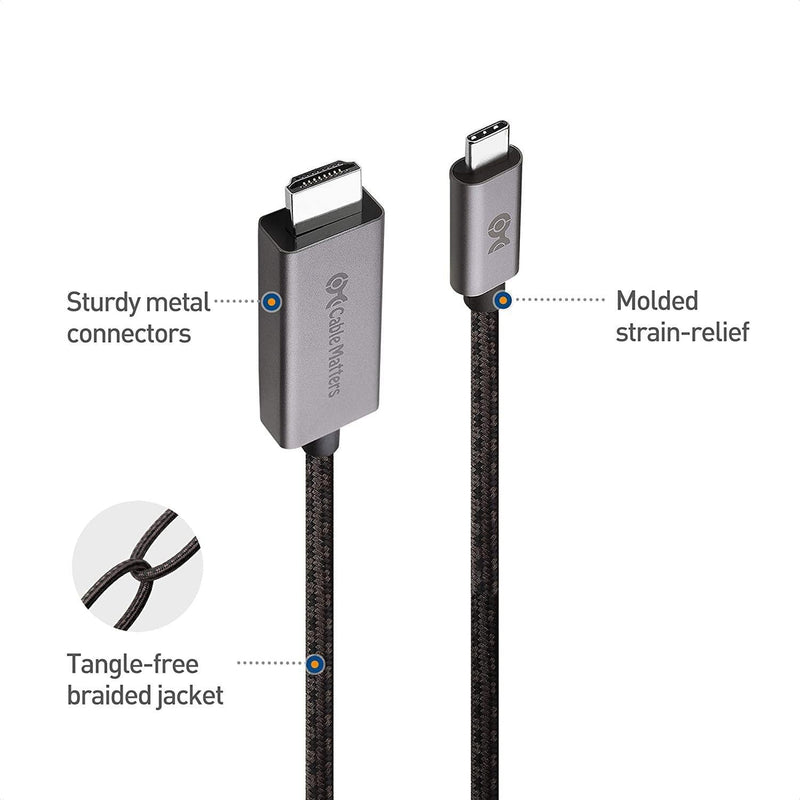 Cable Matters 1,8m USB-C till HDMI kabel 8K30Hz 4K 120Hz 48Gbps HDR Kompatibel med Thunderbolt 4 och 3