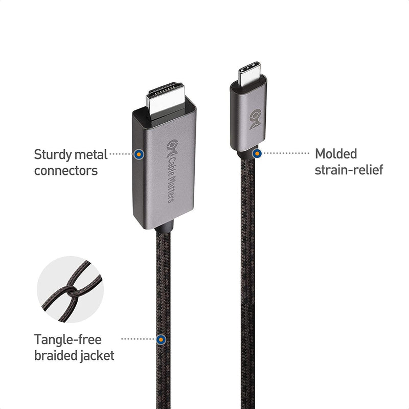 Cable Matters 1.8m USB-C to HDMI cable 8K30Hz 4K 120Hz 48Gbps HDR Compatible with Thunderbolt 4 and 3
