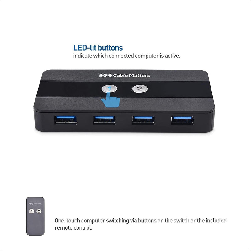 Cable Matters USB-C KVM switch 2 to 2 HDMI and DP 8K30Hz 4K60Hz 4xUSB3.0 Gbps compatible with Thunderbolt 3, 4 and USB4