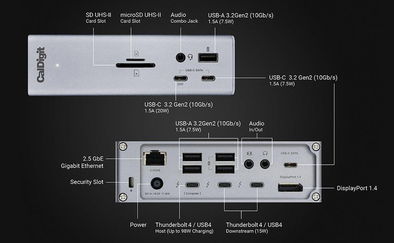 CalDigit TS4 1 to 18 USB-C Docking station compatible with Thunderbolt 4 and 3, USB4 support for M1 and M2