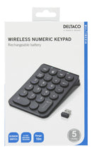 DELTACO Wireless 2.4GHz rechargeable keypad, 22 buttons