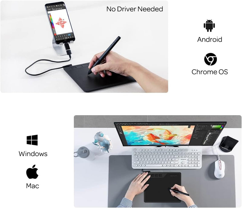 Digital Drawing Tablet 16.5x10cm with Pen Windows Mac Android Chrome