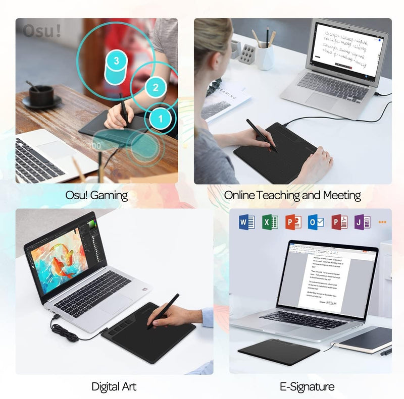 Digital Drawing Tablet 16.5x10cm with Pen Windows Mac Android Chrome