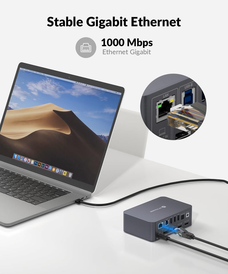 AV Access Docking Station and KVM Switch 2 to 2 USB-C &amp; DP+HDMI to HDMI, 4K60Hz, 5x USB-A, 1x USB-C PD 60W, 3.5mm AUX, SD card slot and Toslink