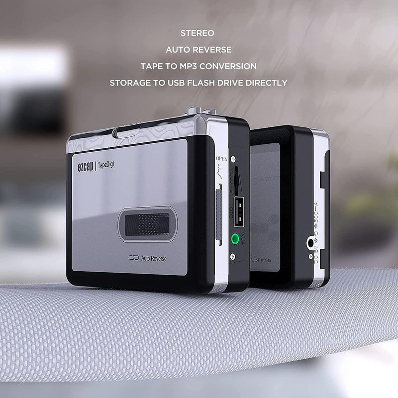 Ezcap Cassette to MP3 Converter Digital Cassette Player Converts Tapes to MP3 to USB Flash Drive No Computer Required